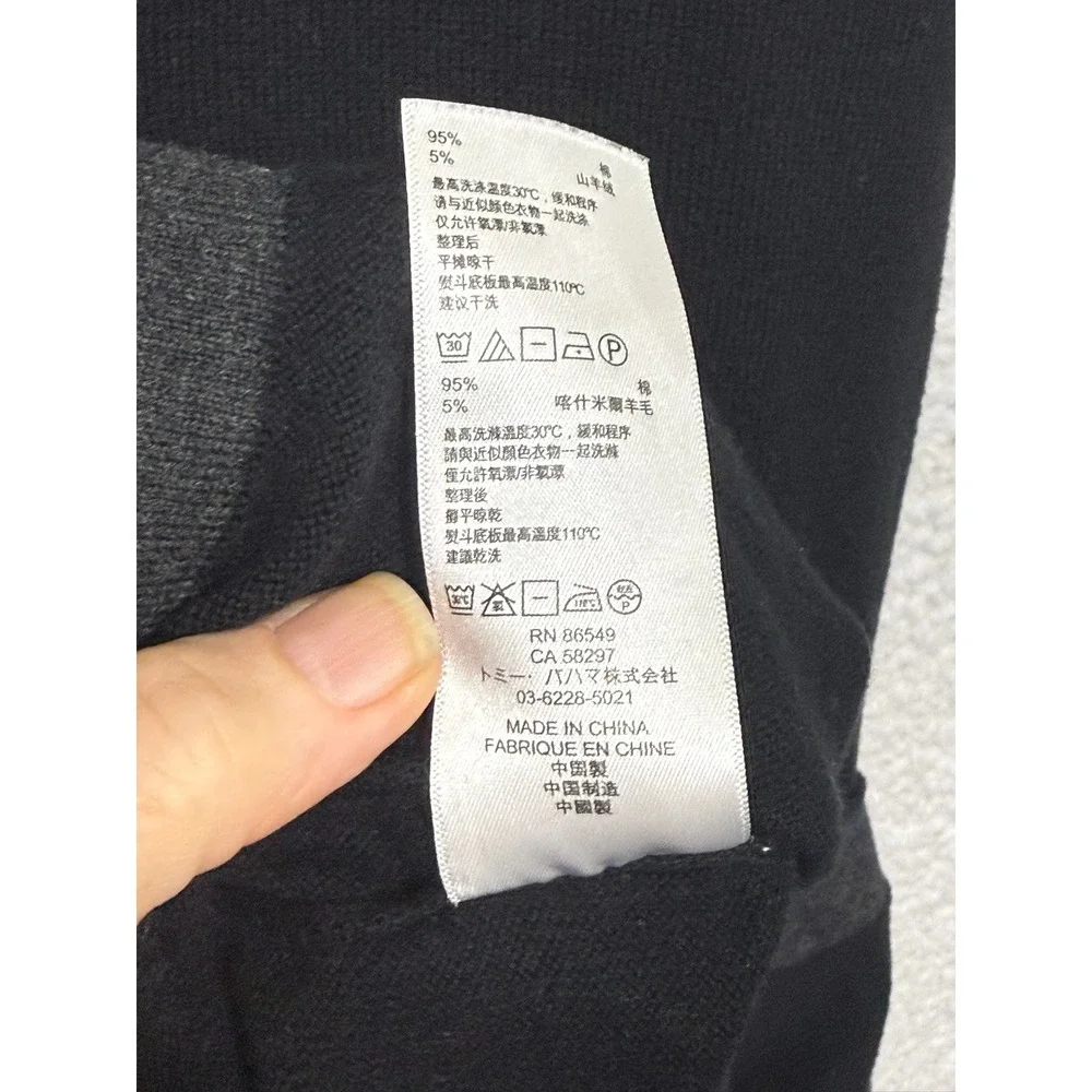 Tommy Bahama Mens Black 1/4 Zip Sweater Cotton Cashmere Long Sleeve Mock‎ Neck